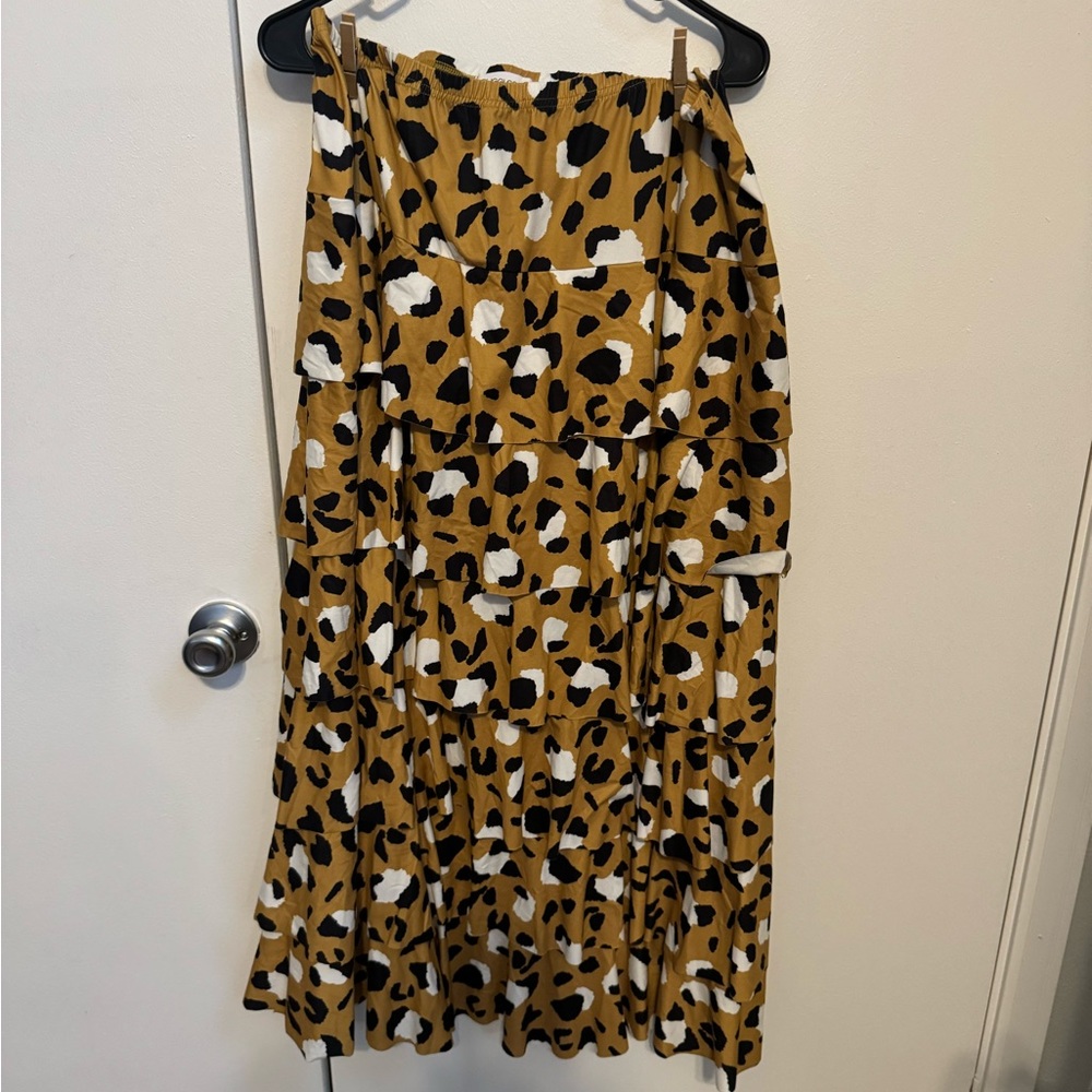 Nuggles leopard print tiered skirt